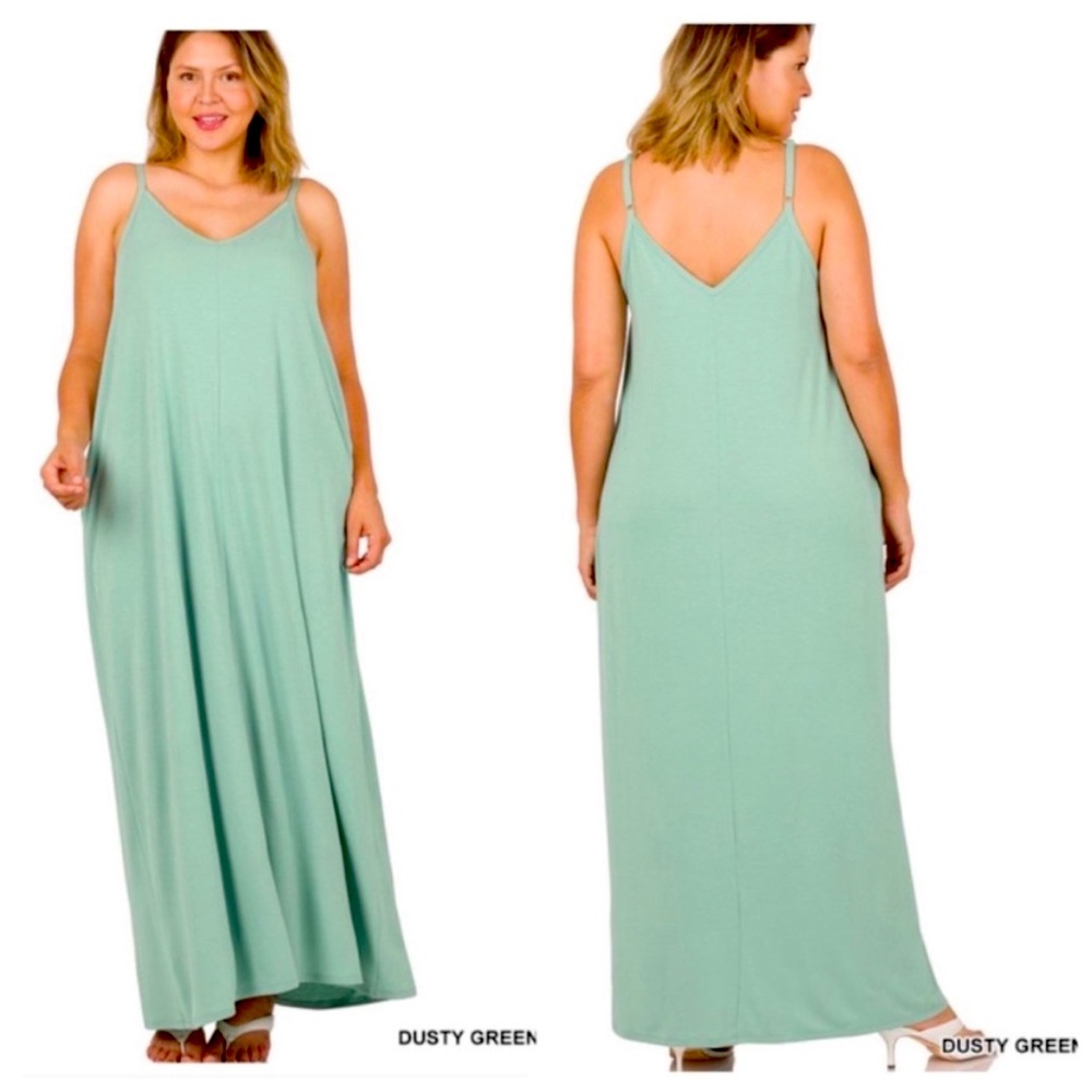 Plus V Neck Cami Maxi Dress